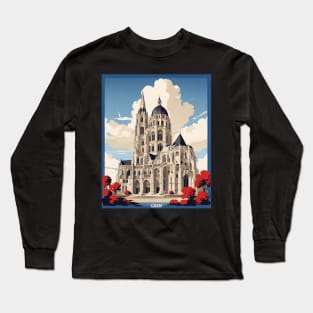 Caen France Vintage Poster Tourism 2 Long Sleeve T-Shirt